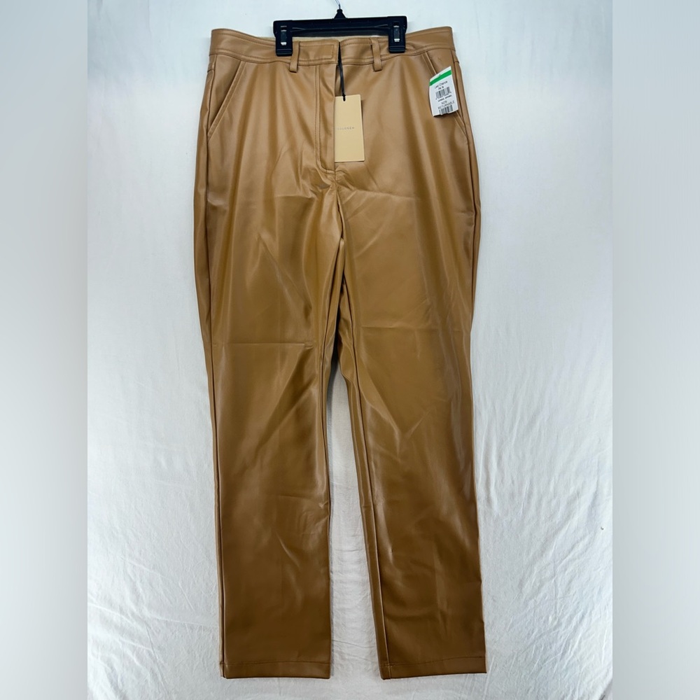 Halogen Faux Leather Trousers Dress Pant Camel Womens Size 4 - See Notes